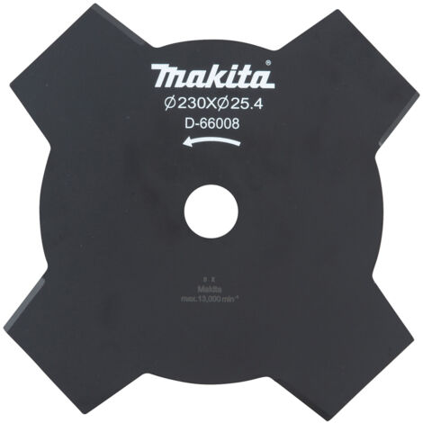 Makita – Couteau frappeur D66008 4 dents 230 x 25,4 mm – Lame en acier pour coupe efficace – Pour herbe sèche et végétation sauvage
