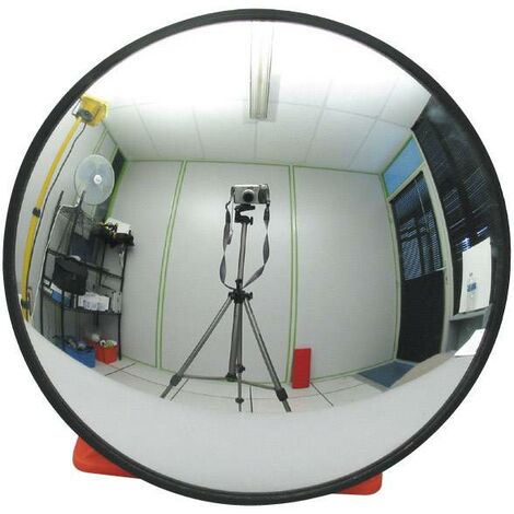Miroir de sécurité circulaire 33 cm – Vision 8 mètres – Verre pour intérieur et extérieur – Support mural articulé inclus – Viso - V44762