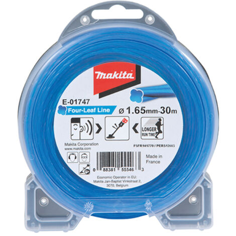 Fil pour débroussailleuse hélicoïdal 30M – Diamètre 1,65 mm – Économie d'énergie 20 % – Compatible débroussailleuses Makita – E01747
