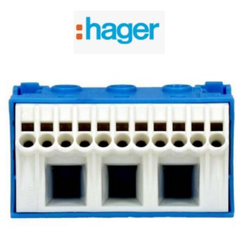 Hager KN14N Bloc de jonction bleu blanc 63A 230V
