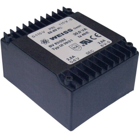Weiss Elektrotechnik 83/292 Transformateur pour circuits imprimés 2 x 115 V 2 x 6 V/AC 30 VA 2500 mA (1/3)