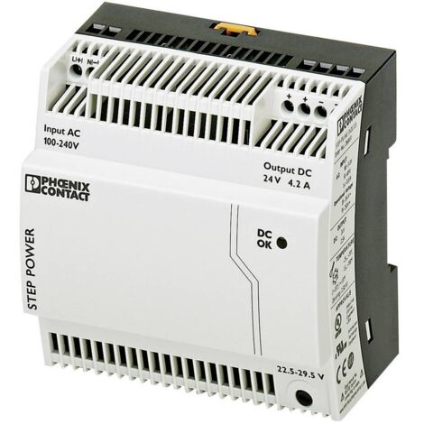 Alimentation Rail DIN Phoenix Contact STEP3-PS/1AC/24DC/5/PT - Entrée 230V AC, Sortie 24V DC 5A, 120W - Dimensions 72x90x55 Mm, IP20