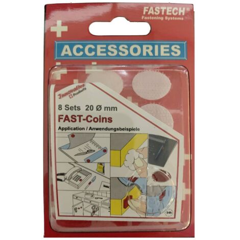FASTECH® 685-010 Pastilles rondes auto-agrippantes hotmelt à coller partie velours et partie agrippante (Ø) 20 mm blanc 8 paire(s) S19751 (1/3)