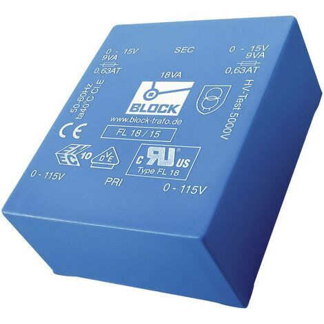 BLOCK FL 14/18 Transformateur pour circuits imprimés 2 x 115 V 2 x 18 V/AC 14 VA 388 mA D97281 (1/3)