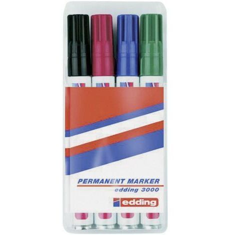 Edding 3000 4-3000-4-1999 Marqueur permanent noir, rouge, bleu, vert résiste à l'eau: oui (1/3)