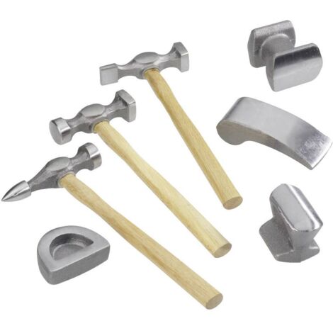 Brüder Mannesmann – Kit de débosselage 7 pièces M20700 – 3 marteaux, 3 massettes, 1 enclume – Acier forgé pour réparation carrosserie professionnelle - C93794 (1/3)
