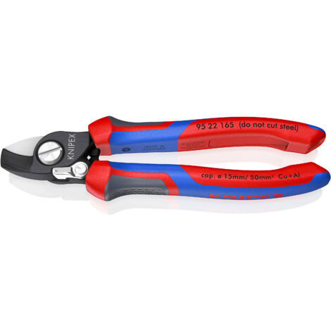 KNIPEX 95 22 165 Coupe-câbles Avec ressort d'ouverture avec poignées comfortables brunie 165 mm