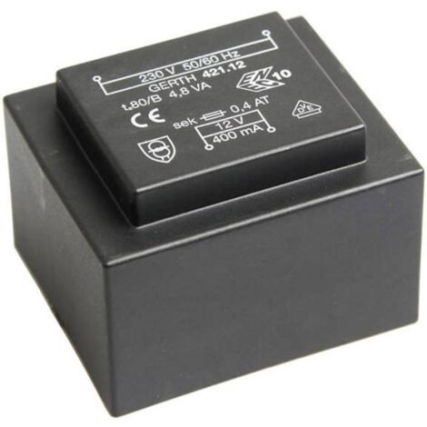 Gerth PT421201 Transformateur pour circuits imprimés 1 x 230 V 1 x 12 V/AC 4.80 VA 400 mA V050751