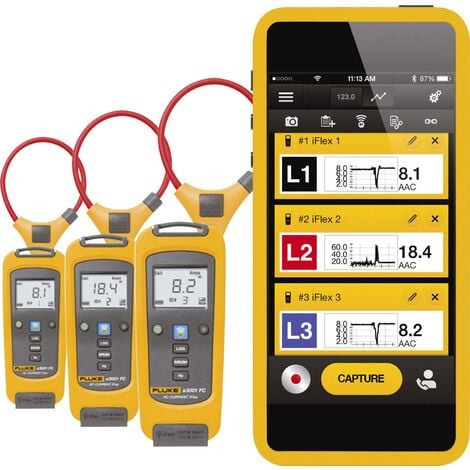 Fluke FLK-A3001 FC KIT Pince ampèremétrique, Multimètre numérique écran graphique, enregistreur de données CAT III 1000 V, CAT IV 600 V Affichag A744651