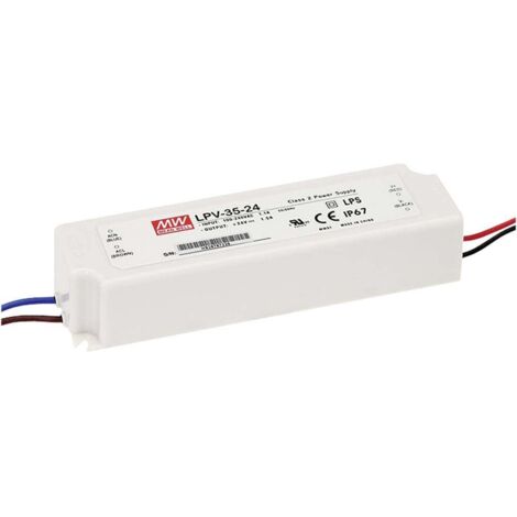 Mean Well – Driver LED 12 V DC 3 A – LPV3512 – Alimentation à découpage étanche IP67 – Puissance 36 W pour éclairage LED - DC 3 A