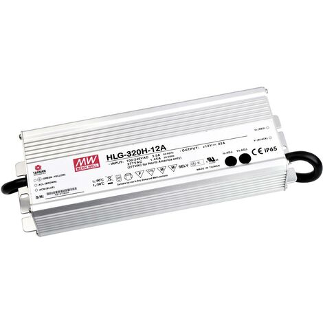 Mean Well – Driver LED 12V 22A – HLG320H12A – 264W – Tension d'entrée 90-305V AC – IP65 pour installations intérieures et extérieures - A041721