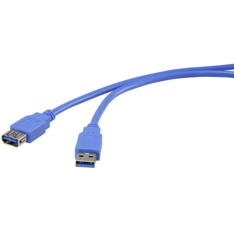 Renkforce Câble USB USB 3.2 Gen1 (USB 3.0) USB-A mâle, USB-A femelle 1.00 m bleu contacts dorés RF-4262124 W574761