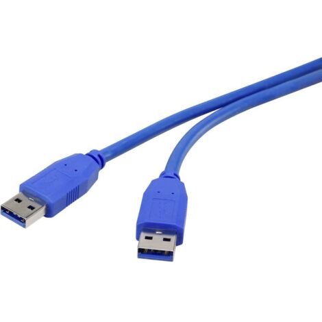 Renkforce Câble USB USB 3.2 Gen1 (USB 3.0) USB-A mâle, USB-A mâle 1.00 m bleu contacts dorés RF-4369446 W381651