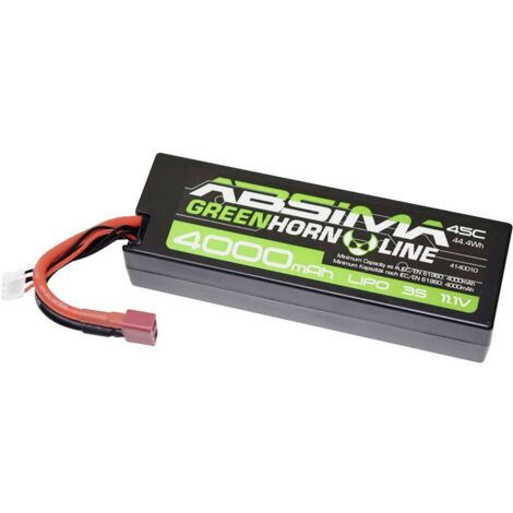Pack de batterie (LiPo) 11.1 V 4000 mAh Absima 4140010 45 C boîtier hardcase système d'enfichage en T S980301 (1/2)