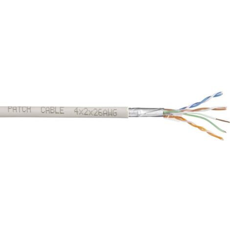 Tru Components – Câble réseau CAT 6 F/UTP 100m – Section 4 x 2 x 0.27 mm² – Blindage F/UTP – Fréquence 250 MHz pour vitesses jusqu'à 1 000 MBit/s - UTP 4 X