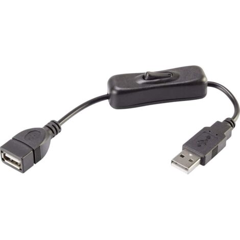Renkforce Câble USB USB 2.0 USB-A mâle, USB-A femelle 0.25 m noir avec interrupteur On/Off, contacts dorés RF-3322982 X891091