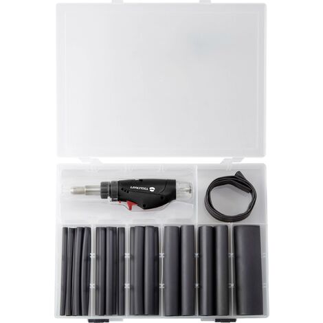 TOOLCRAFT TC-HSK-27 Kit de tourillonnage, SET de gaines thermorétractables avec mini-brûleur à gaz chaud 1300 °C. X011681