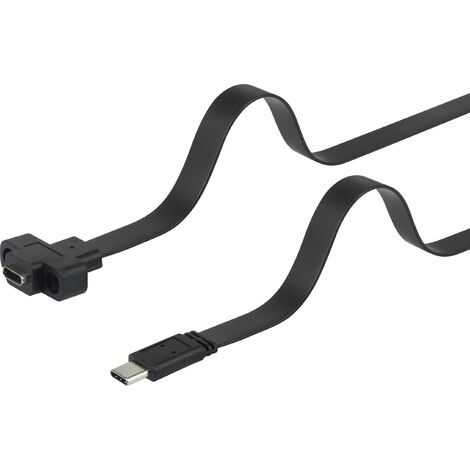 Renkforce Câble USB USB 3.2 Gen1 USB-C® mâle, USB-C® femelle 0.25 m noir vissable, très flexible RF- (1/3)