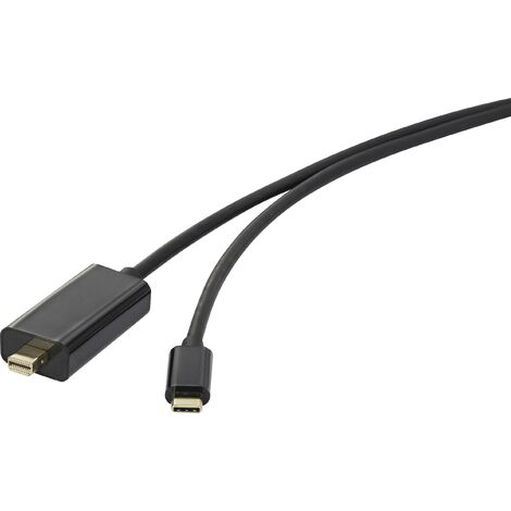 Renkforce USB-C® / Mini-Display Câble adaptateur USB-C® mâle, Fiche mâle Mini DisplayPort 5.00 m noir RF-3421684 Câble d'afficheur USB-C® D976151