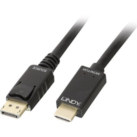 Câble adaptateur LINDY DisplayPort / HDMI Fiche mâle DisplayPort, Fiche mâle HDMI-A 2.00 m noir 36922 Câble DisplayPort C241951 (1/6)
