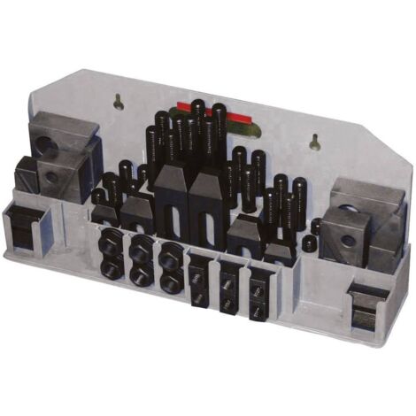 Holzmann – Assortiment de 52 outils de serrage – 6 coulisseaux en T, 6 écrous à bride, 6 mâchoires de serrage – Pour bois dur et teck