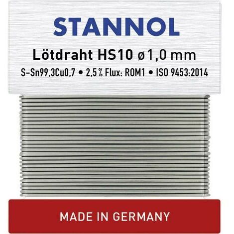 Stannol HS10 Étain à souder sans plomb sans plomb Sn99,3Cu0,7 ROM1 30 g 1 mm Q714402 (1/3)