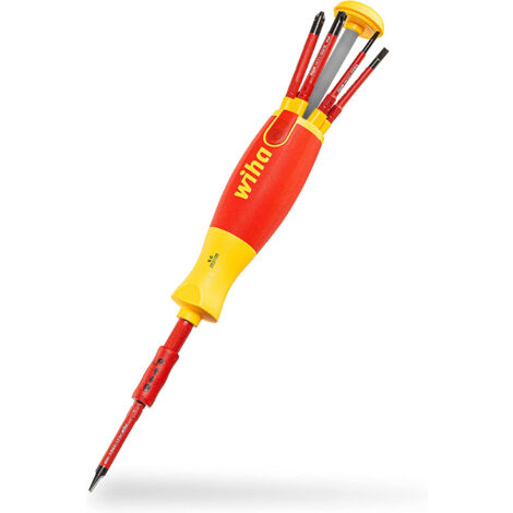 Wiha Tournevis avec magasin d'embouts LiftUp electric fente, Pozidriv, PlusMinus/Pozidriv, fente avec 6 slimBits (41235)