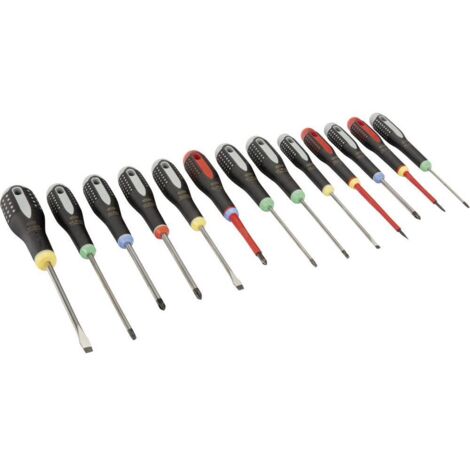 Bahco – Coffret de tournevis 13pcs avec poignée ergonomique – Acier allié haute performance – Pour vis fentes, Phillips, Pozidriv, Torx – BE9875 (1/7)
