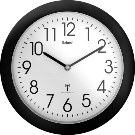 Horloge murale Mebus 52450 radiopiloté(e) 26 cm x 26 cm x 26 cm x 4.5 cm noir W121503 (1/5)