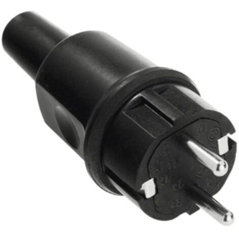 Bachmann 913.173 Fiche électrique mâle avec terre caoutchouc, silicone 250 V noir IP44 C268741 (1/3)