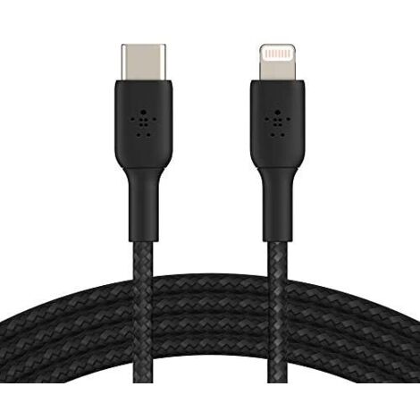 Câbles - USB & Thunderbolt BELKIN Câble USB-C vers Lightning Tréssé 1m Noir (1/5)