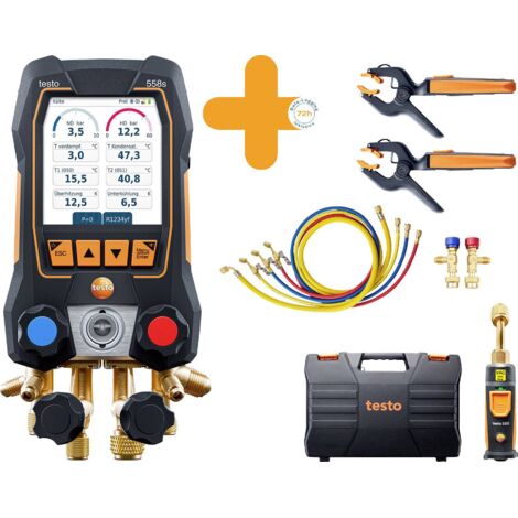 Testo – Kit de dépressurisation intelligent – Mesure pression jusqu'à 60 bar – Température -50 à 150 °C – Écran tactile – Bluetooth 5.0 – IP54