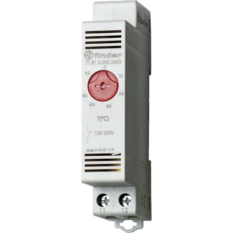 Finder Thermostat d'armoire 7T.81.0.000.2403 250 V/AC 1 NF (R) (L x l x H) 88.8 x 17.5 x 47.8 mm 1 pc(s) Q62752