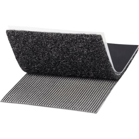 TOOLCRAFT KL50X100SC Bande auto-agrippante à coller partie velours et partie agrippante, extra-fort (L x l) 100 mm x 50 mm noir 1 paire(s) W90034