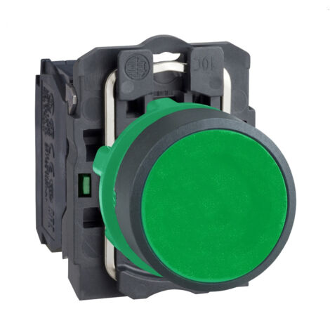 bouton poussoir - affleurant - 1 no - vert - complet - schneider electric xb5aa31