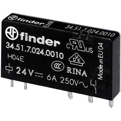 Finder 34.51.7.024.5010 Relais pour circuits imprimés 24 V/DC 6 A 1 inverseur (RT) 1 pc(s) S75014