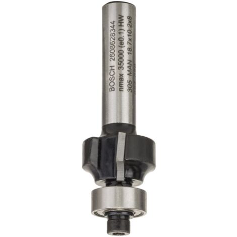 Bosch – Fraise à arrondir 8 mm – Pour bois dur et teck – Longueur 53 mm – Coupe nette sans éclat – Roulement à bille pour guidage simple