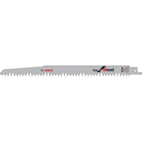 Bosch – Lame de scie sabre S1531L pour bois brut et vert – Longueur 240 mm – Pas 5 mm – Lot de 5 lames HCS avoyées