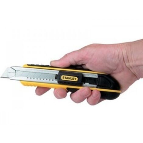 Stanley – Cutter cartouche 25mm – Acier anti-corrosion – Verrouillage de la lame pour sécurité – Casse-lame intégré – Pour bois dur
