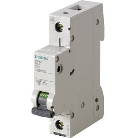 Siemens – Disjoncteur unipolaire 5SL61166 16 A – Courbe de déclenchement B – Tension 230/400 V AC – Protection circuits électriques - X95498