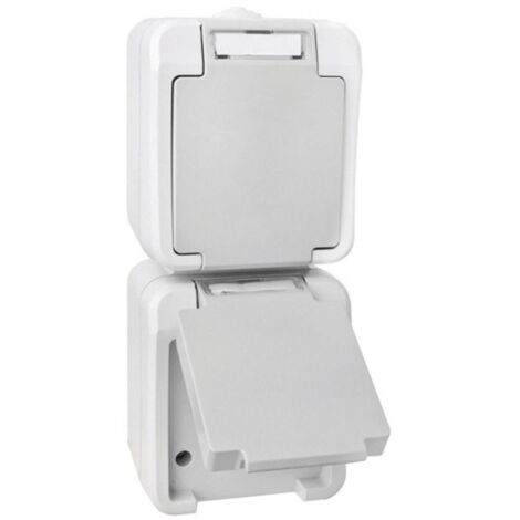 Prise électrique double Peranova 102437 Pera gris clair, gris foncé (1/2)