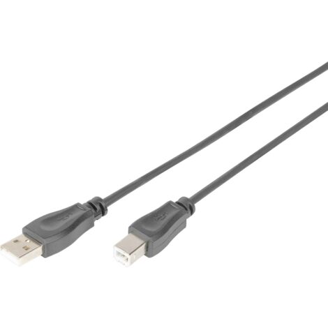 Digitus Câble USB USB 2.0 USB-A mâle, USB-B mâle 0.50 m noir rond, blindage double AK-300105-005-S X46716 (1/2)