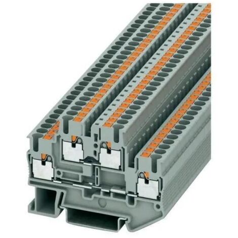 Phoenix Contact – Bornier à 4 pôles PTTB 2,5 – Courant 22A – Tension 500V – Raccordement à poussoir pour câbles 0,14 à 4 mm² – Pour installations électriques