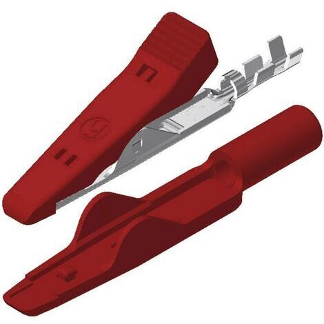 Pince crocodile miniature 8 A rouge SKS Hirschmann 930318101 Plage de serrage max.: 4 mm Longueur: 41.5 mm 1 pc(s) D28546 (1/4)