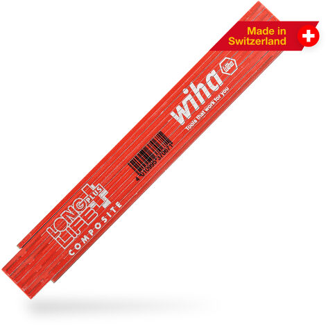 Wiha Mètre pliant Longlife® Plus Composite 2 m métrique, 10 branches 15 mm (37067)