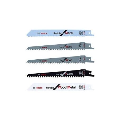 Set de 5 lames de scie sauteuse 150 mm – F016800307 – Pour bois dur et métal – Coupe précise et nette – Compatible élagueur Bosch Keo - C93089
