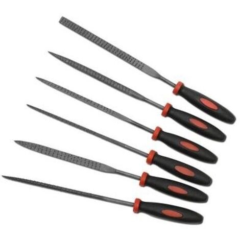 Kit de mini râpes à bois 6 pcs – Râpes plate, ronde, demi-ronde, triangulaire, carré – Manche en plastique pour prise confortable – Donau Elektronik - C94434