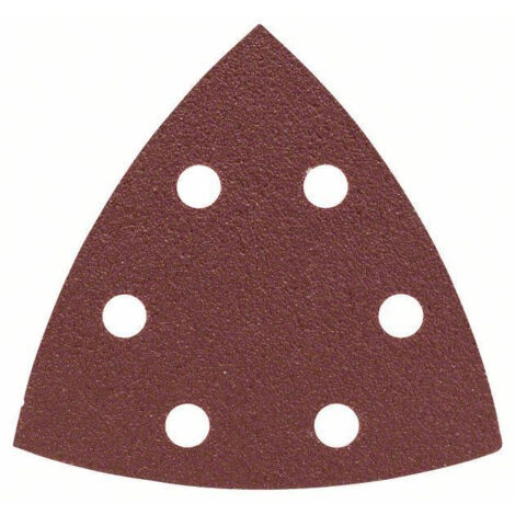 Bosch – Lot de 25 feuilles abrasives triangulaires grain 80 – Fixation velcro – Pour ponceuse delta – 6 trous d'aspiration - 2607019489