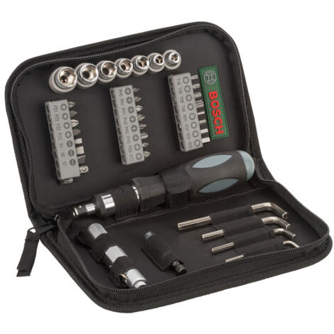 Bosch – Coffret multi-outils 38 pièces – 23 embouts de vissage L=25 mm – 2 porte-embouts universels – Trousse de rangement pratique (1/5)