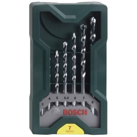 Bosch – Jeu de forets à pierre 7 pièces – Diamètres 3 à 8 mm – Pointe en carbure pour maçonnerie et pierre – Boîte Mini-X-Line - 2607019581